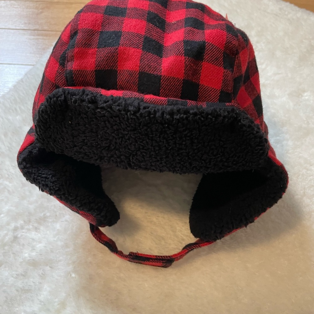 Joe Fresh Red & Black Buffalo Plaid Sherpa-Lined Trapper Hat